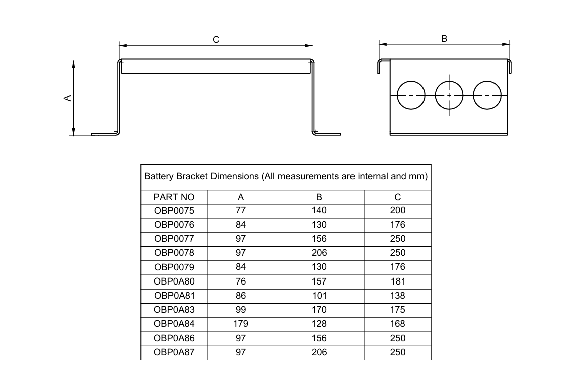 OBP Motorsport 2mm Aluminium Battery Bracket – MX200 Racing 40 - Race Rally Supplies