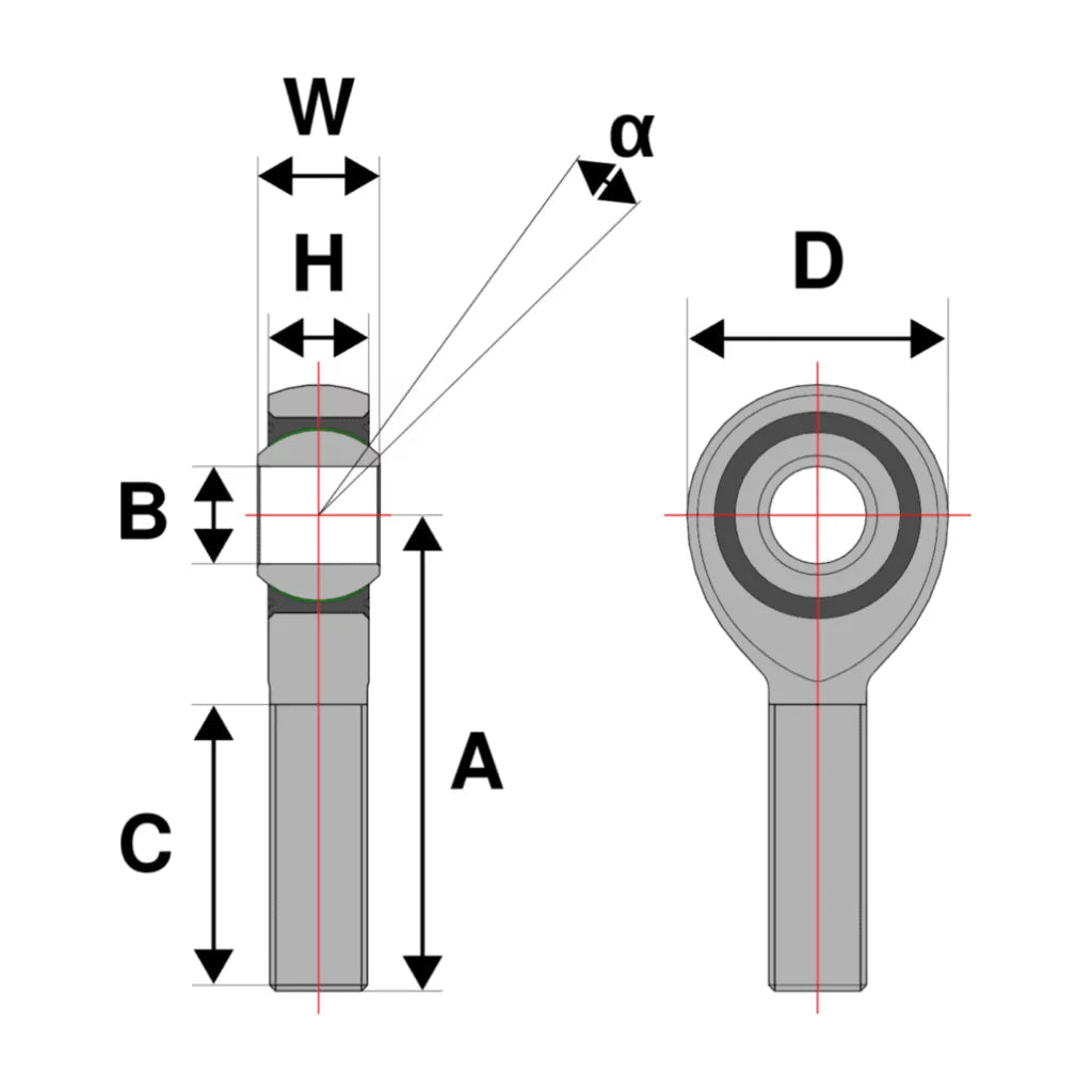 obp Motorsport Metric male Left Hand Rod End - Race Rally Supplies