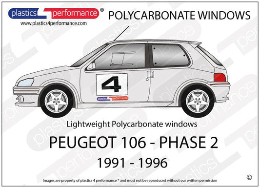 PEUGEOT - 106 S2 - Lexan Polycarbonate window kit - Race Rally Supplies