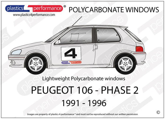 PEUGEOT - 106 S2 - Lexan Polycarbonate window kit - Race Rally Supplies