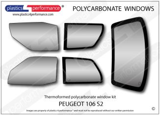 PEUGEOT - 106 S2 - Lexan Polycarbonate window kit - Race Rally Supplies