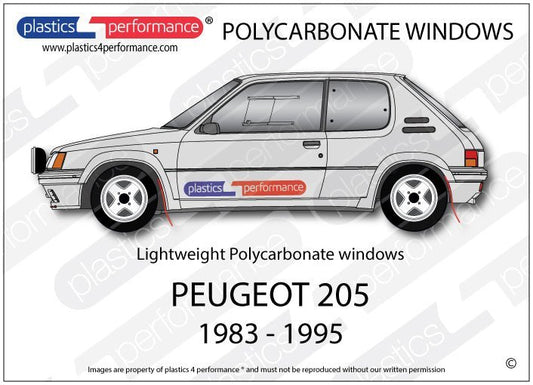 PEUGEOT - 205 - Lexan Polycarbonate window kit - Race Rally Supplies