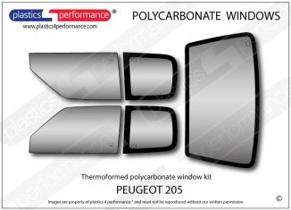 PEUGEOT - 205 - Lexan Polycarbonate window kit - Race Rally Supplies