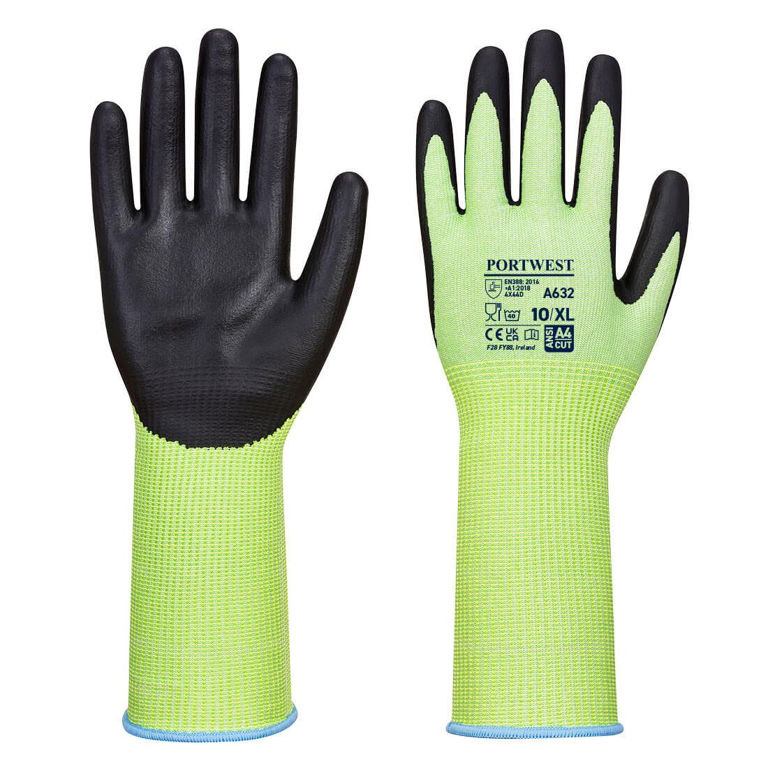 Portwest Cut D13 Nitrile Green Long Cuff Glove - Race Rally Supplies