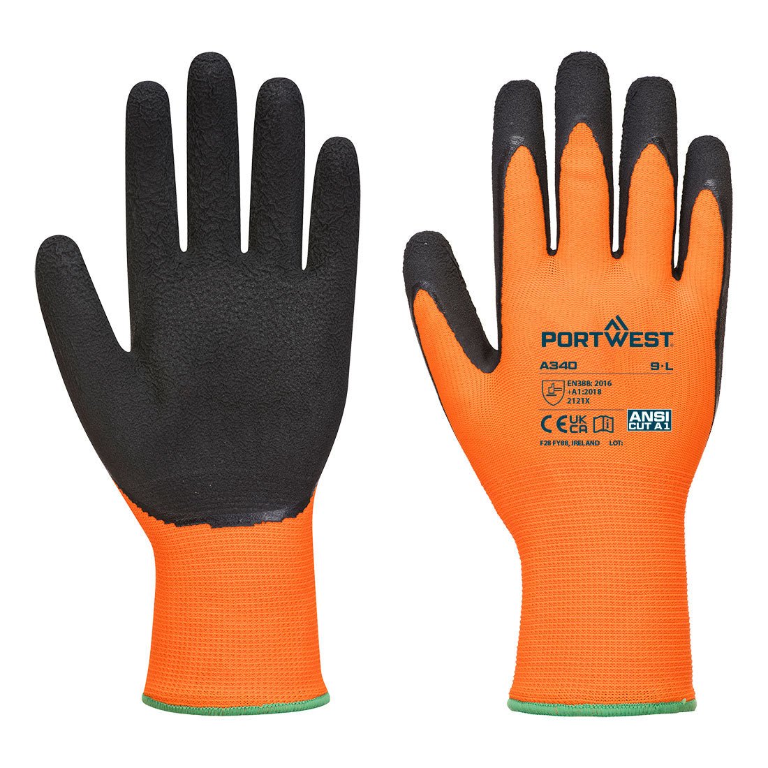 Portwest Grip 13 Latex Foam Hi - Vis Glove - Race Rally Supplies