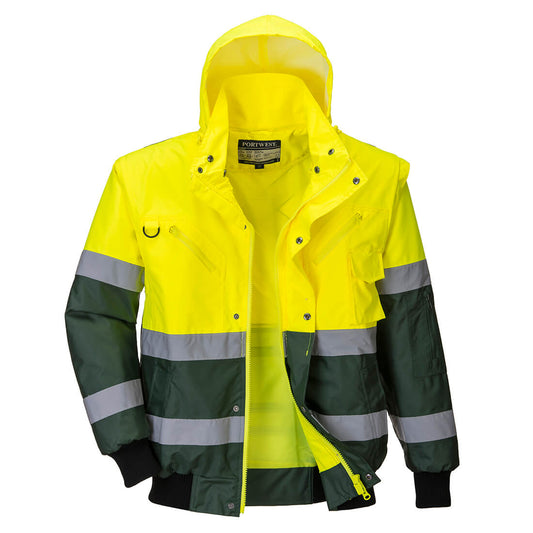 Portwest Hi - Vis 3 - in - 1 X Back Contrast Bomber Jacket - Race Rally Supplies