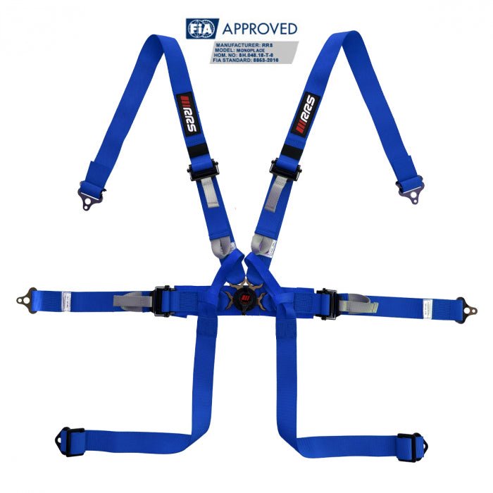 RRS 6 Point FIA 8853-2016 Single Seater Harness 2” for HANS®/FHR - Race Rally Supplies in blue