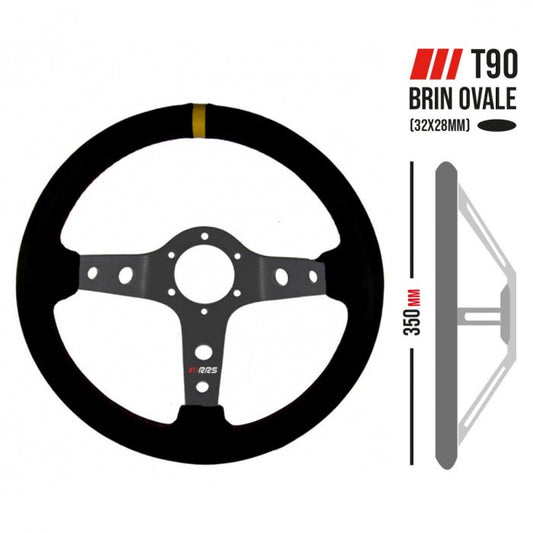 RRS Corsa Steering Wheel 350mm Diameter 90mm Dish Black Suede - Race Rally Supplies