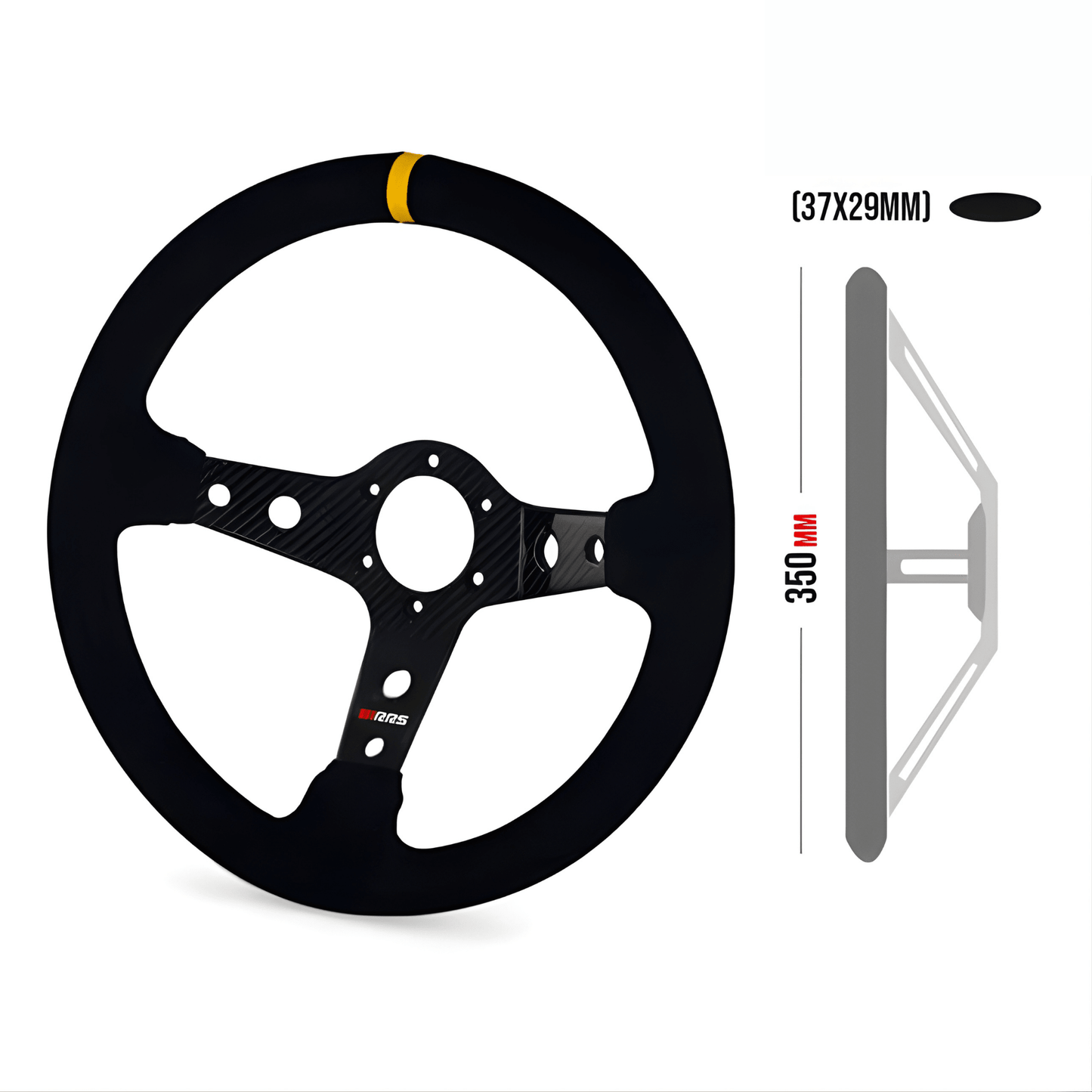 RRS Extra Light Carbon Steering Wheel 350mm Diameter - Race Rally Supplies