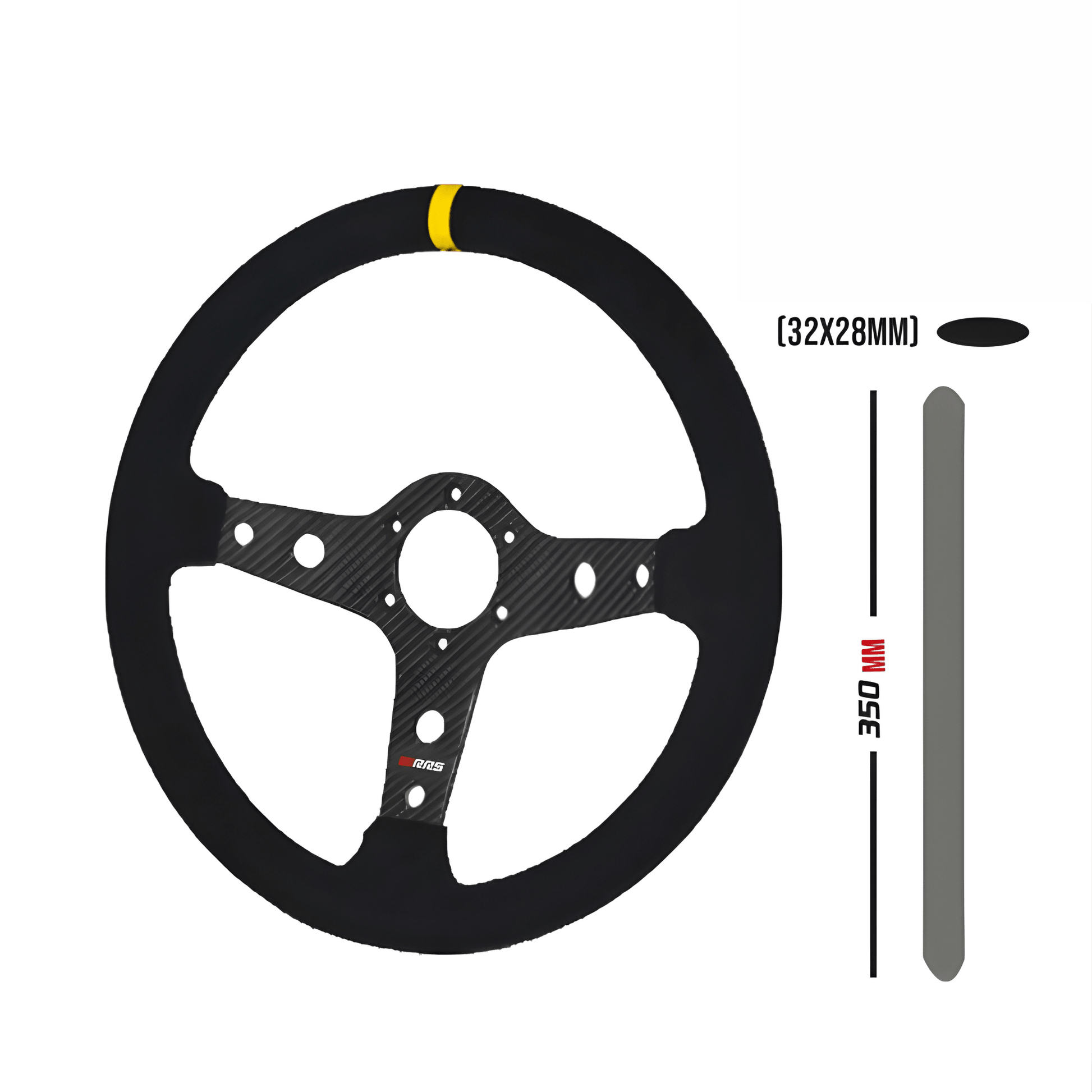RRS Extra Light Carbon Steering Wheel 350mm Diameter - Race Rally Supplies