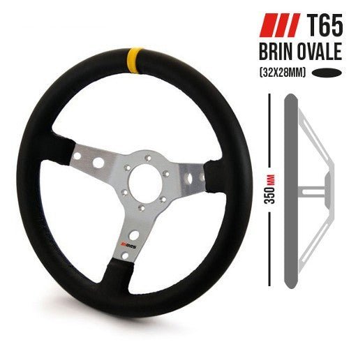 RRS Monte Carlo Steering Wheel, 350mm Diameter, 65mm Dish, Vegan Leather, 32x28mm Grip Section - Race Rally Supplies