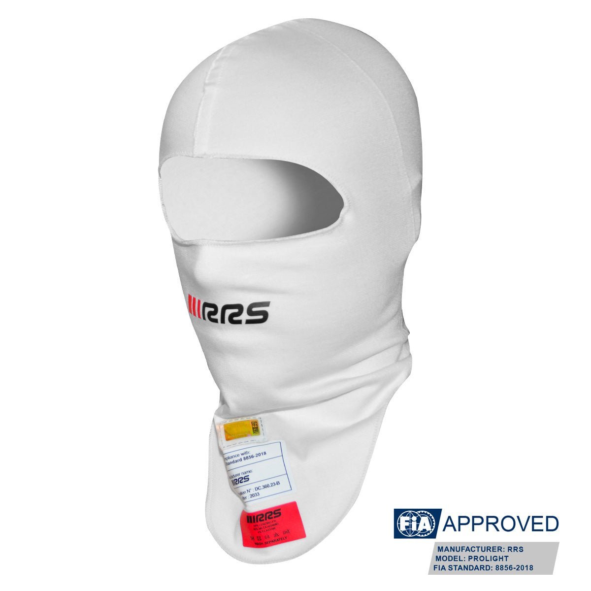 RRS Prolight Balaclava in white  - FIA 8856-2018 - Race Rally Supplies