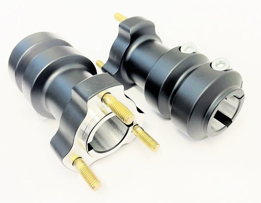 Set of Black 30mm x 115mm Long Rear Hubs - Race Rally Supplies