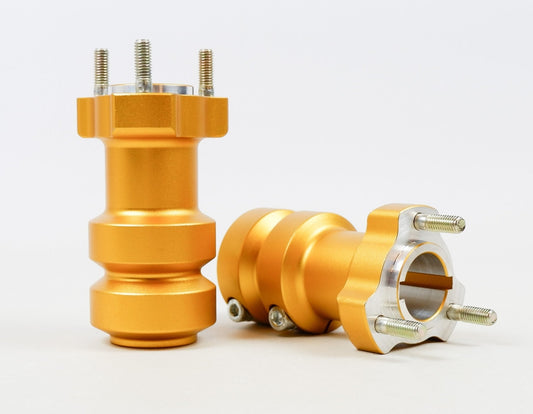Set of Gold 30mm x 115mm Long Rear Hubs - Race Rally Supplies
