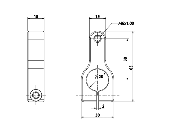 Silver Aluminium Pedal Stop Bracket 20mm I/D - Race Rally Supplies