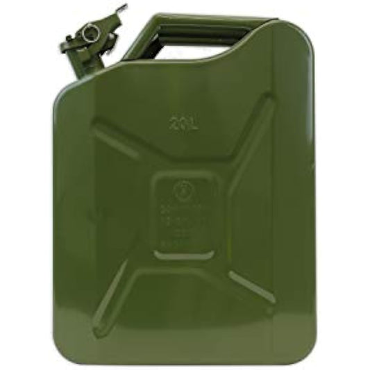 Streetwize - 20L Metal Jerry Can, Green - Fuel Storage, Petrol Can, Diesel Can, Water Storage Container (SWJC20) - Race Rally Supplies