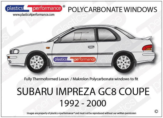 SUBARU - GC8 Coupe - Lexan Polycarbonate window kit - Race Rally Supplies