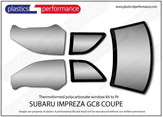 SUBARU - GC8 Coupe - Lexan Polycarbonate window kit - Race Rally Supplies