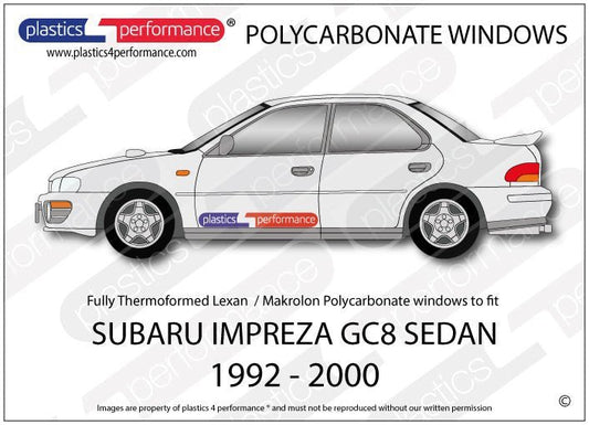 SUBARU Impreza GC8 Sedan - Lexan Polycarbonate window kit - Race Rally Supplies