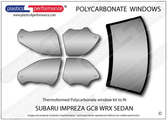 SUBARU Impreza GC8 Sedan - Lexan Polycarbonate window kit - Race Rally Supplies