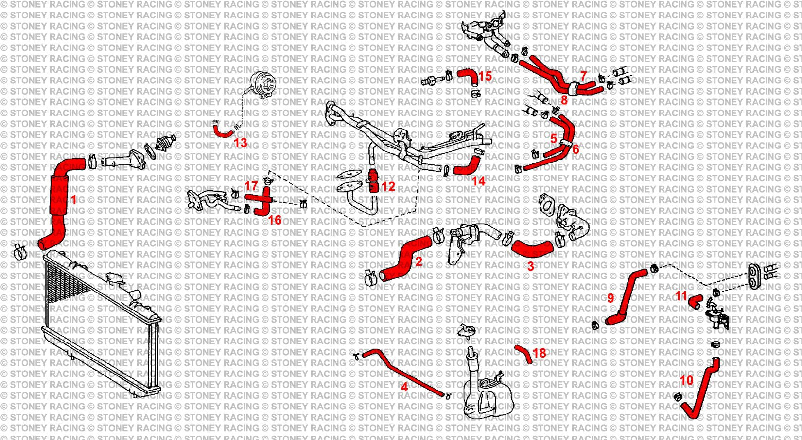 Toyota Celica GT4 ST185 Silicone Radiator Coolant Hose Kit - Race Rally Supplies