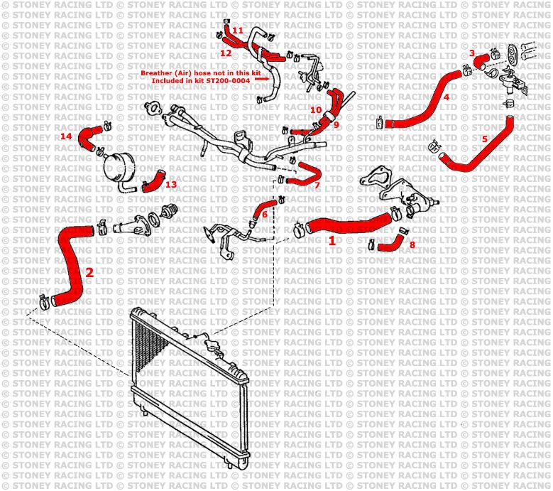 Toyota Celica GT4 ST205 Silicone Breather/Vacuum Hose Kit - Race Rally Supplies