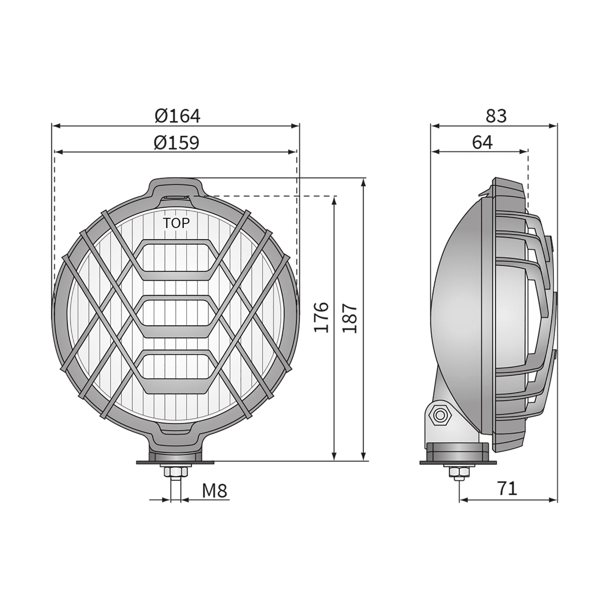 Wesem HO1 159mm Spot Light - Race Rally Supplies