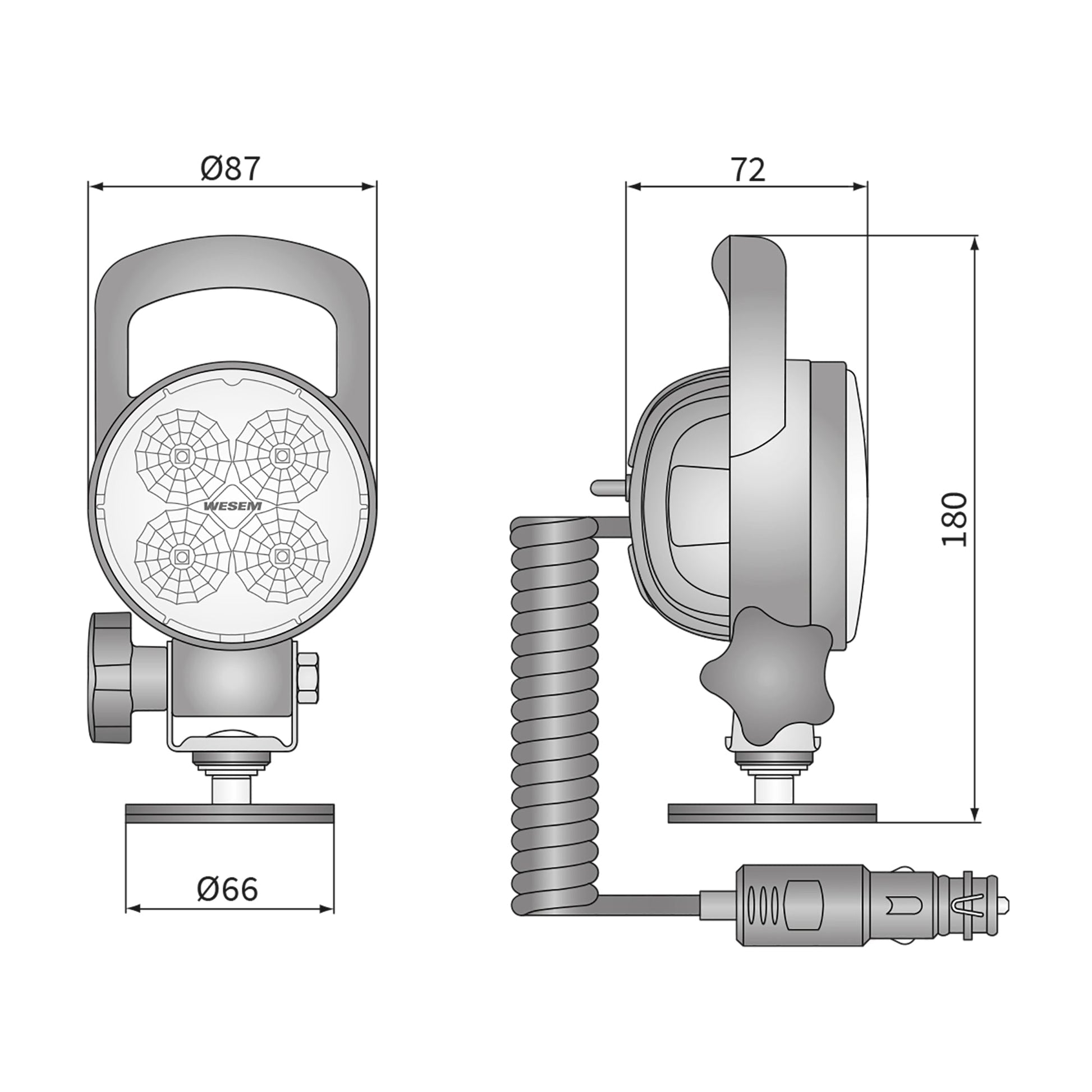 WESEM Work Lamp with Magnetic Base - Race Rally Supplies